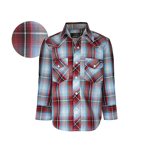 P6Y3100005 Pure Western Boy's Kennedy Check L/S Shirt