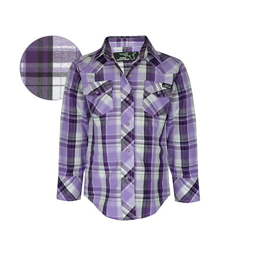 P6Y5100008 Pure Western Girl's Trinity Check L/S Shirt