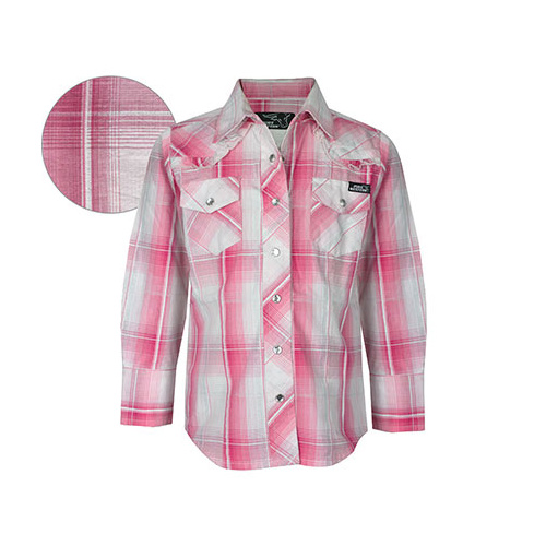 P6Y5100010 Pure Western Girl's Rose Check L/S Shirt