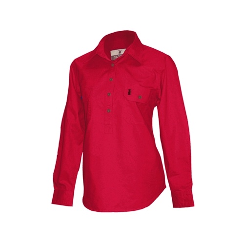 R2 Nungar/Spinifex Women's 1/2 Placket Work Shirt [Size: 8 Colour: Red Weight: Light Weight]
