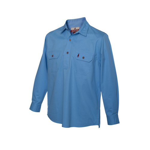 SKB1 Nungar Curio Men's 1/2 Placket Work Shirt [Size: S Colour: Sky Blue Weight: Light Weight]