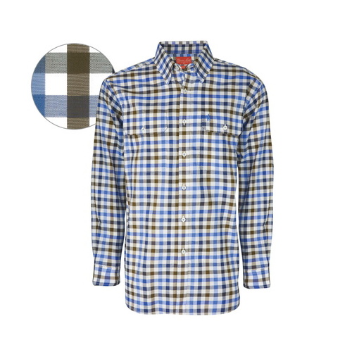 T6S1115009 THOMAS COOK MENS DUNDAS CHECK 2-PKT L/S SHIRT [Size: S Colour: Navy/Bark]
