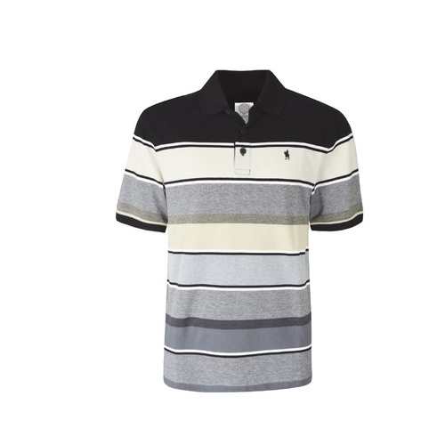 T6S1502023 THOMAS COOK MENS KINGSTON STRIPE S/S POLO [Size: S Colour: Black/Natural]