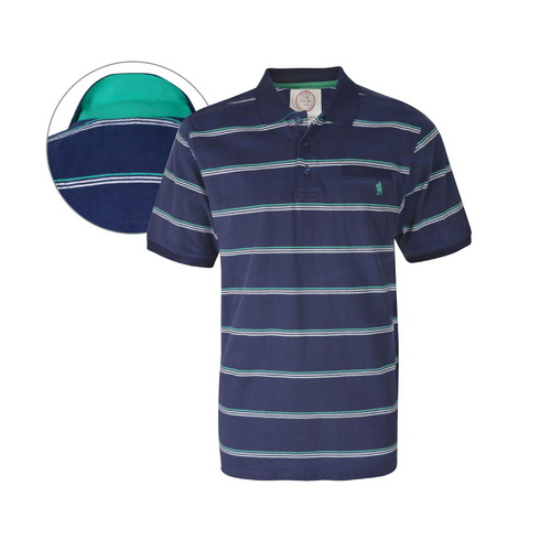 T6S1509017 THOMAS COOK MENS GILGANDRA STRIPE 1PKT S/S POLO [Size: S Colour: Navy/Green]