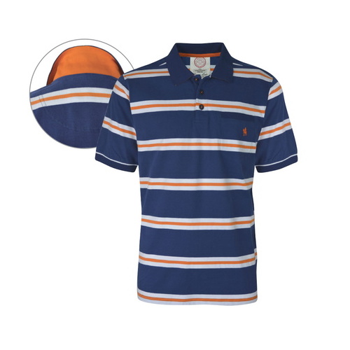 T6S1509018 THOMAS COOK MENS OAKEY STRIPE 1-PKT S/S POLO [Size: S Colour: Dark Blue/Pumpkin]
