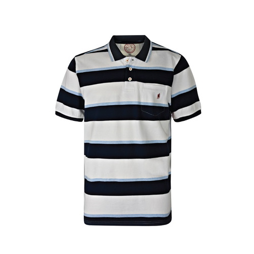 T6S1509024 THOMAS COOK MENS EXMOUTH STRIPE 1-PKT S/S POLO [Size: S Colour: Dark Navy]