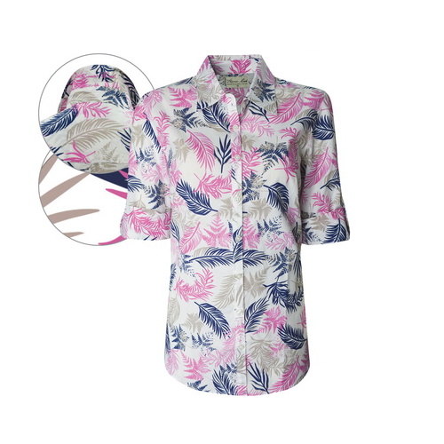 T6S2108036 THOMAS COOK WOMENS DAINTREE PRINT 3/4 SLEEVE SHIRT [Size: 8 Colour: Pink/Deep Blue]