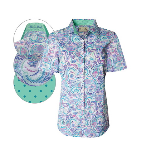 T6S2108037 THOMAS COOK WOMENS KYNETON PRINT S/S SHIRT [Size: 8 Colour: Multi Mint]