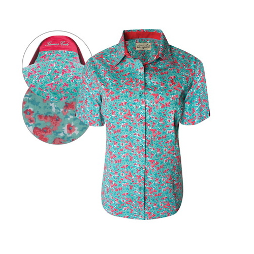 T6S2113031 THOMAS COOK WOMENS ROSEBERY PRINT S/S SHIRT [Size: 8 Colour: Turquoise]