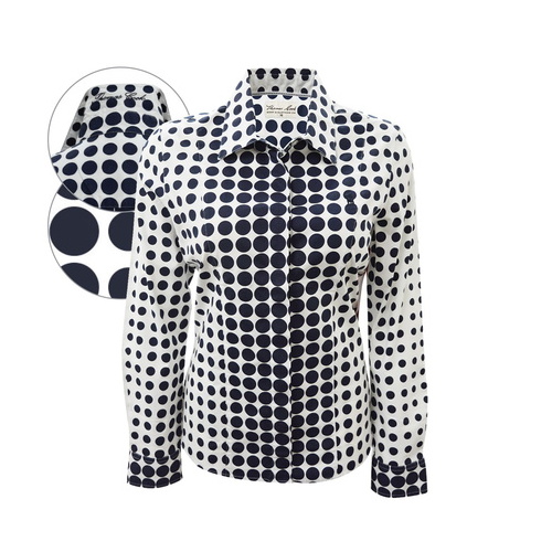 T6S2126032 THOMAS COOK WOMENS CALOUNDRA PRINT L/S SHIRT [Size: 8 Colour: White/Dark Navy]