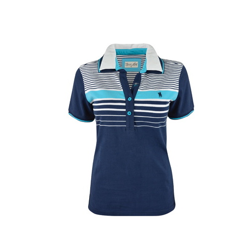 T6S2517051 THOMAS COOK WOMENS GRACEMERE STRIPE S/S POLO [Size: 8 Colour: Aqua]