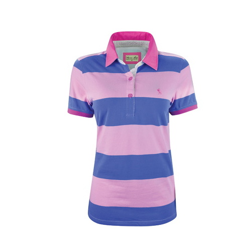 T6S2518052 THOMAS COOK WOMENS COOMA STRIPE S/S POLO [Size: 8 Colour: Dark Blue/Green]