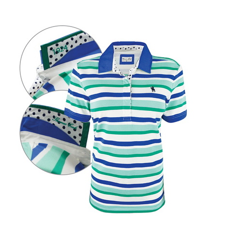 T6S2518056 THOMAS COOK WOMENS COWARAMUP STRIPE S/S POLO [Size: 8 Colour: Dazzling Blue]