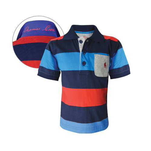 T6S3500026 THOMAS COOK BOYS KATOOMBA STRIPE 1PKT S/S POLO [Size: 2 Colour: Multi]