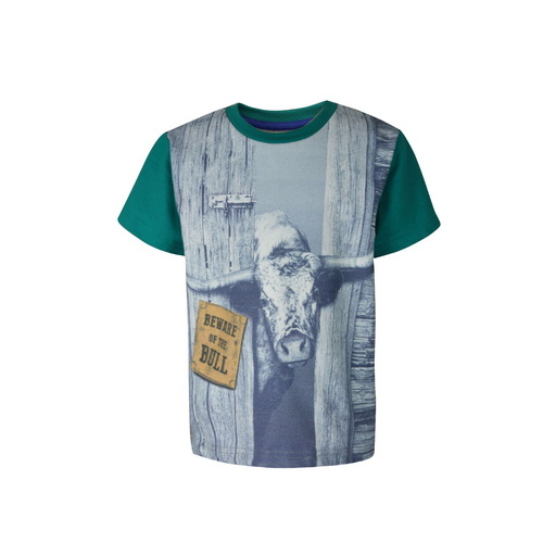 T6S3501049 BOYS DIGITAL COLOUR BLOCK TEE - Teal/Grey [Size: 2 Colour: Teal/Grey Marle]