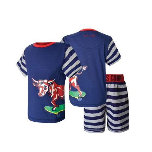 T6S3901PJS THOMAS COOK BOYS BULL ON BOARD PJ S [Size: 2 Colour: Dark Blue/Grey Marle]