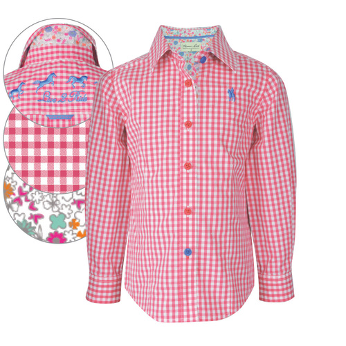 T6S5109042 THOMAS COOK GIRLS HAZELBROOK CHECK L/S SHIRT [Size: 2 Colour: Pink/White]