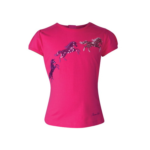 T6S5507061 THOMAS COOK GIRLS JUMPING HORSES SEQUIN TEE - Bright  [Size: 2 Colour: Bright Pink]
