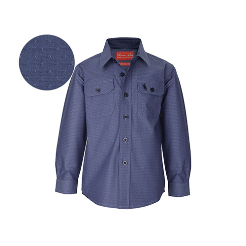 T6W1115016 THOMAS COOK HUGHES DENIM DOBBY 2PKT L/S SHIRT [Size: S Colour: Dark Denim]