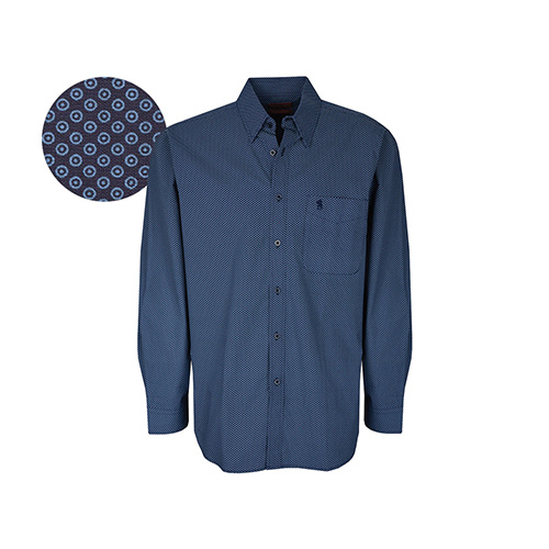 T6W1118015 THOMAS COOK MEN'S HAMILTON PRINT 1-PKT L/S SHIRT [Size: S Colour: Dark Navy/Bluebell]