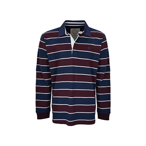 T6W1501018 THOMAS COOK MEN'S NORMAN STRIPE RUGBY [Size: S Colour: Burgundy/Dark Navy]