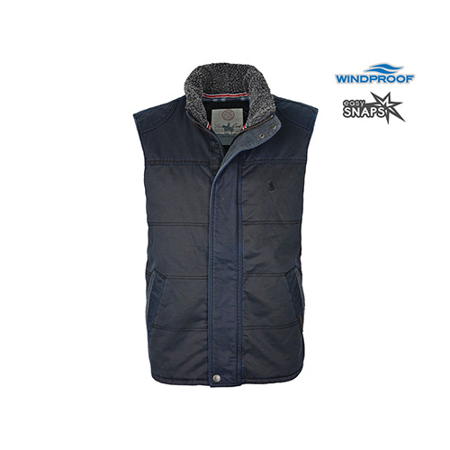 T6W1603060 THOMAS COOK MEN'S STANTHORPE FAUX OILSKIN VEST [Size: S Colour: Deep Blue]