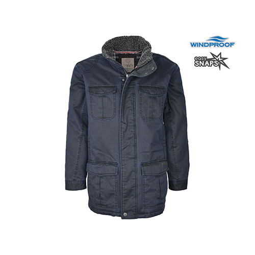 T6W1707060 THOMAS COOK STANTHORPE FAUX OILSKIN PARKA [Size: S Colour: Deep Blue]