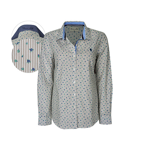 T6W2115049 THOMAS COOK WOMEN'S ALEXANDRIA PRINT L/S SHIRT [Size: 8 Colour: Taupe/Bluebell]