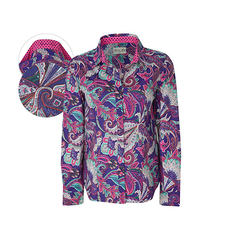 T6W2118041 THOMAS COOK WOMEN'S BROOME PRINT L/S SHIRT [Size: 8 Colour: Blue/Bright Pink]