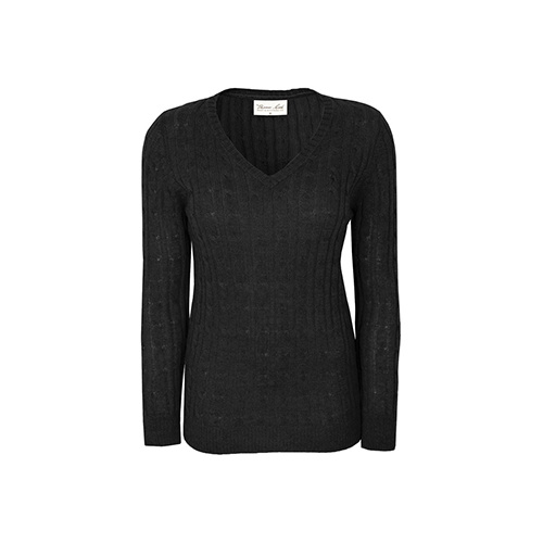 T6W2500079 THOMAS COOK WOMEN'S V-NECK CABLE JUMPER [Size: 8 Colour: Black]