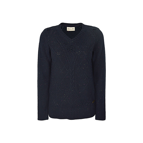 T6W2503081 THOMAS COOK WOMEN'S CAMFIELD TEXTURED JUMPER LONG [Size: 8 Colour: Navy Fleck]
