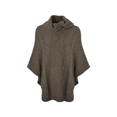 T6W2510080 THOMAS COOK WOMEN'S CABLE KNIT PONCHO [Size: 8 Colour: Tan]