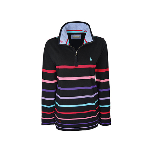 T6W2527029 THOMAS COOK WOMEN'S SELWYN STRIPE RUGBY [Size: 8 Colour: Black Multi]