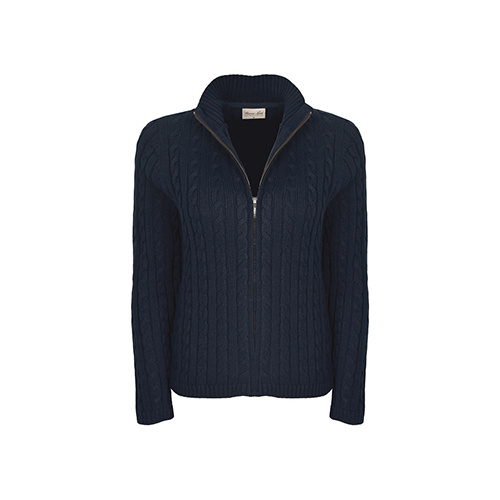 T6W2703083 THOMAS COOK WOMEN'S ZIP THRU CABLE KNIT CARDIGAN [Size: 8 Colour: Navy]