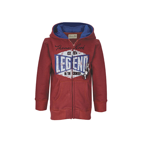 T6W3715027 THOMAS COOK BOY'S LEGEND ZIP THRU FLEECE HOODY [Size: 2 Colour: Red]