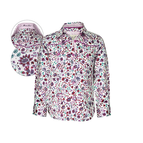T6W5105044 THOMAS COOK GIRL'S FLINDERS PRINT 2-PKT L/S SHIRT [Size: 2 Colour: Pink Orchid]