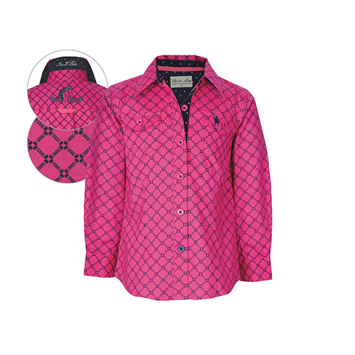 T6W5107047 THOMAS COOK GIRL'S VICKI PRINT 2-PKT L/S SHIRT [Size: 2 Colour: Bright Pink/Dark Navy]