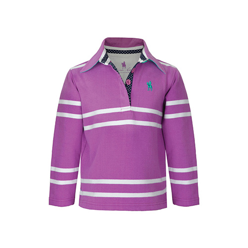 T6W5502028 THOMAS COOK GIRL'S GERALDTON STRIPE RUGBY [Size: 2 Colour: Violet White]