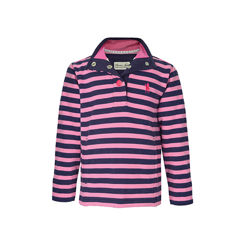 T6W5524026 THOMAS COOK GIRL'S HANNAS STRIPE SNAP RUGBY [Size: 2 Colour: Navy/Pink]