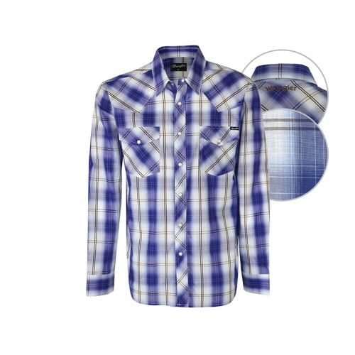X6S1111056 WRANGLER MENS LANDON CHECK L/S SHIRT [Size: S Colour: Blue]