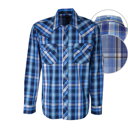 X6S1111057 WRANGLER MENS RACE CHECK L/S SHIRT [Size: S Colour: Deep Blue]