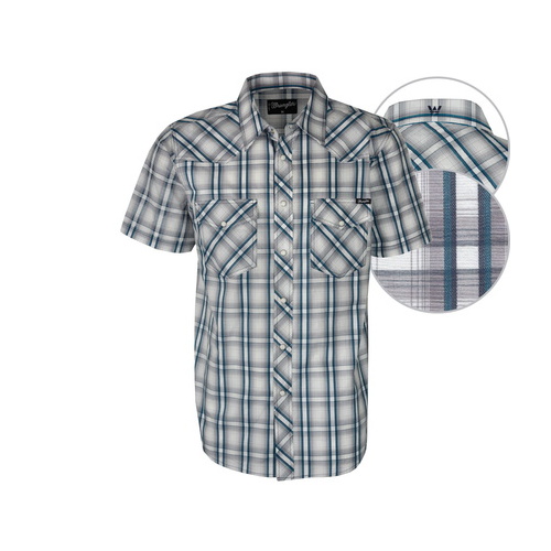 X6S1116059 WRANGLER MENS DARIAN CHECK S/S SHIRT [Size: S Colour: White/Grey]