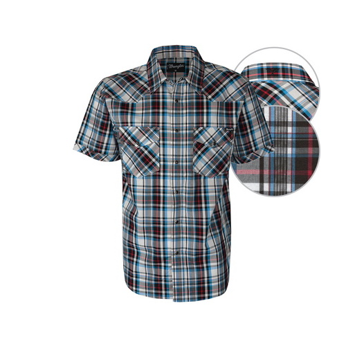 X6S1117061 WRANGLER MENS BECKETT CHECK S/S SHIRT [Size: S Colour: White/Black Multi]