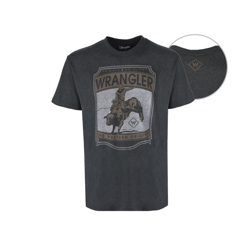 X6S1557086 WRANGLER MENS JONES S/S TEE [Size: S Colour: Charcoal Marle]