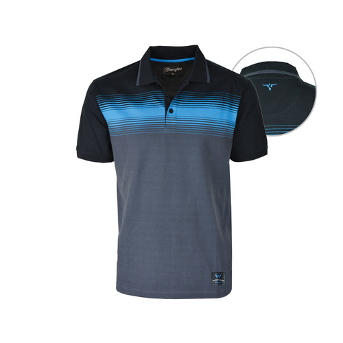X6S1559094 WRANGLER MENS TALON S/S POLO [Size: S Colour: Black/Aqua/Slate]
