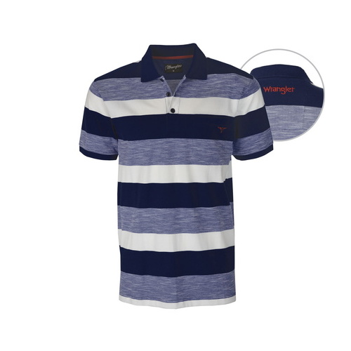 X6S1560093 WRANGLER MENS ALEX S/S POLO [Size: S Colour: Navy/Royal Marle/White]