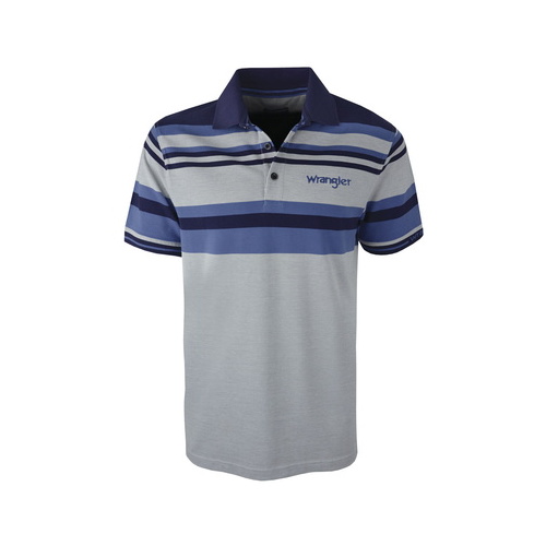 X6S1560097 WRANGLER MENS HAYDEN S/S POLO [Size: S Colour: Grey Marle/Dark Navy]