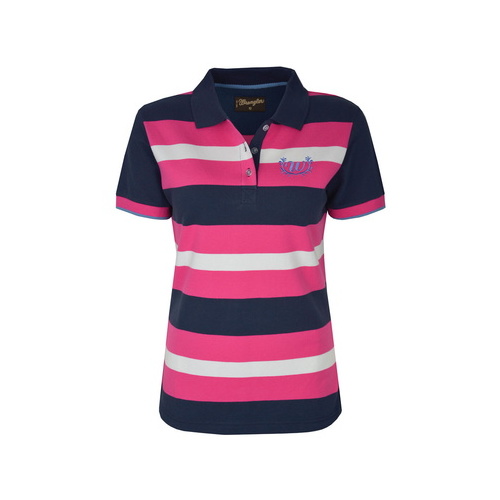 X6S2563081 WRANGLER WOMENS SHARI S/S POLO [Size: 8 Colour: Deep Blue/Aqua]