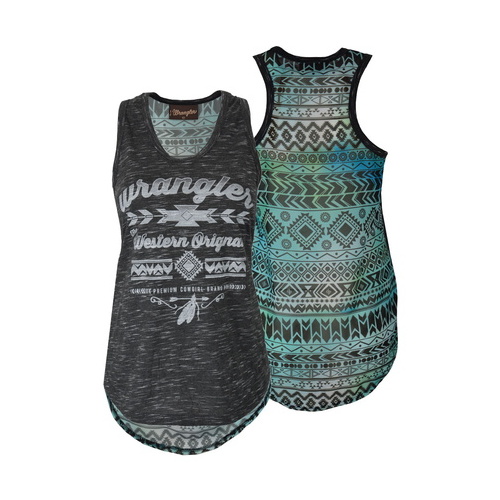 X6S2569104 WRANGLER WOMENS SHYLAH SINGLET TOP [Size: 8 Colour: Charcoal Multi]