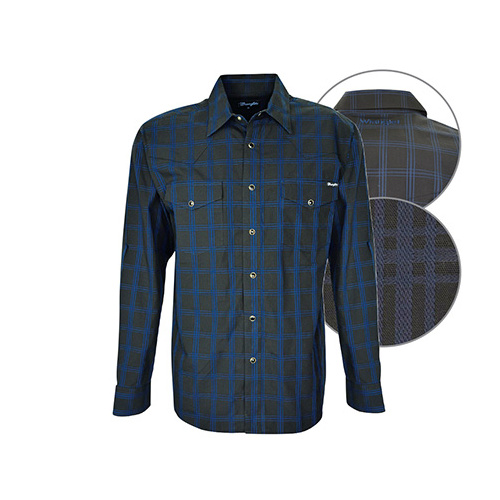 X6W1111013 WRANGLER MEN'S ARROW CHECK L/S SHIRT [Size: S Colour: Black/Navy]